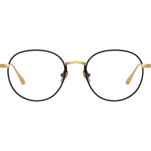 Linda Farrow - Anton Oval Optical Glasses in Yellow Gold Black - LFL1230C1OPT - Eyewear - Avvenice