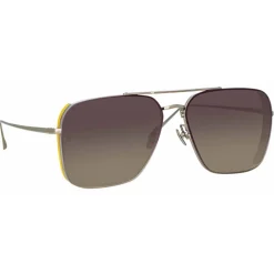 Linda Farrow - Asher Aviator Sunglasses in White Gold - LFL1122C2SUN - Eyewear - Avvenice