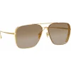 Linda Farrow - Asher Aviator Sunglasses in Light Gold (C4) - LFL1122C1SUN - Eyewear - Avvenice