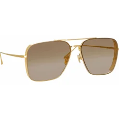 Linda Farrow - Asher Aviator Sunglasses in Light Gold (C4) - LFL1122C1SUN - Eyewear - Avvenice