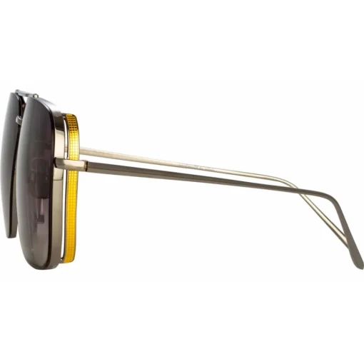 Linda Farrow - Asher Aviator Sunglasses in White Gold - LFL1122C2SUN - Eyewear - Avvenice