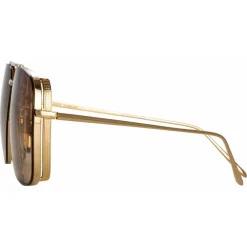 Linda Farrow - Asher Aviator Sunglasses in Light Gold (C4) - LFL1122C1SUN - Eyewear - Avvenice