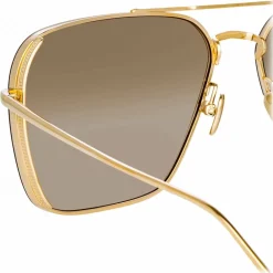 Linda Farrow - Asher Aviator Sunglasses in Light Gold (C4) - LFL1122C1SUN - Eyewear - Avvenice