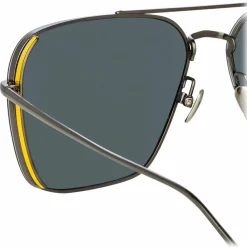 Linda Farrow - Asher Aviator Sunglasses in Nickel - LFL1122C3SUN - Eyewear - Avvenice^ Sunglasses