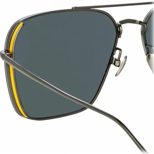 Linda Farrow - Asher Aviator Sunglasses in Nickel - LFL1122C3SUN - Eyewear - Avvenice^ Sunglasses