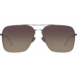 Linda Farrow - Asher Aviator Sunglasses in White Gold - LFL1122C2SUN - Eyewear - Avvenice