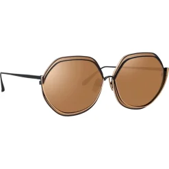 Linda Farrow - Aspen Hexagon Sunglasses in Nickel and Rose Gold - LFL1355C4SUN - Eyewear - Avvenice