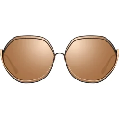 Linda Farrow - Aspen Hexagon Sunglasses in Nickel and Rose Gold - LFL1355C4SUN - Eyewear - Avvenice