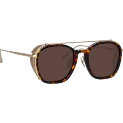 Linda Farrow - Aston Square Sunglasses in Light Gold - LFL1359C2SUN - Eyewear - Avvenice^ Sunglasses