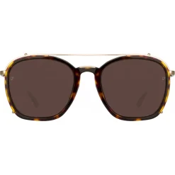 Linda Farrow - Aston Square Sunglasses in Light Gold - LFL1359C2SUN - Eyewear - Avvenice^ Sunglasses