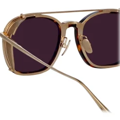 Linda Farrow - Aston Square Sunglasses in Light Gold - LFL1359C2SUN - Eyewear - Avvenice^ Sunglasses