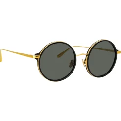Linda Farrow - Bara Round Sunglasses in Black - LFL1247C4SUN - Eyewear - Avvenice^ Sunglasses