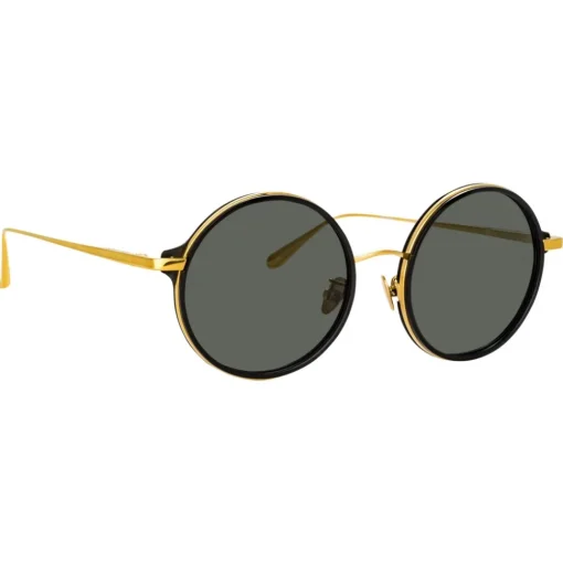 Linda Farrow - Bara Round Sunglasses in Black - LFL1247C4SUN - Eyewear - Avvenice^ Sunglasses