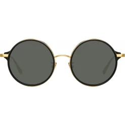 Linda Farrow - Bara Round Sunglasses in Black - LFL1247C4SUN - Eyewear - Avvenice^ Sunglasses
