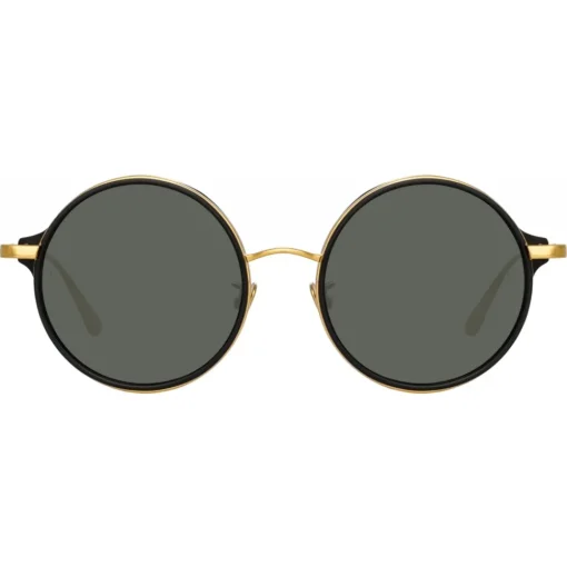 Linda Farrow - Bara Round Sunglasses in Black - LFL1247C4SUN - Eyewear - Avvenice^ Sunglasses