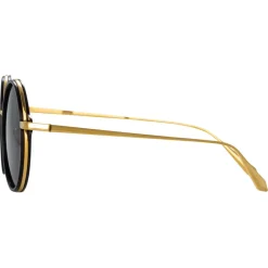 Linda Farrow - Bara Round Sunglasses in Black - LFL1247C4SUN - Eyewear - Avvenice^ Sunglasses