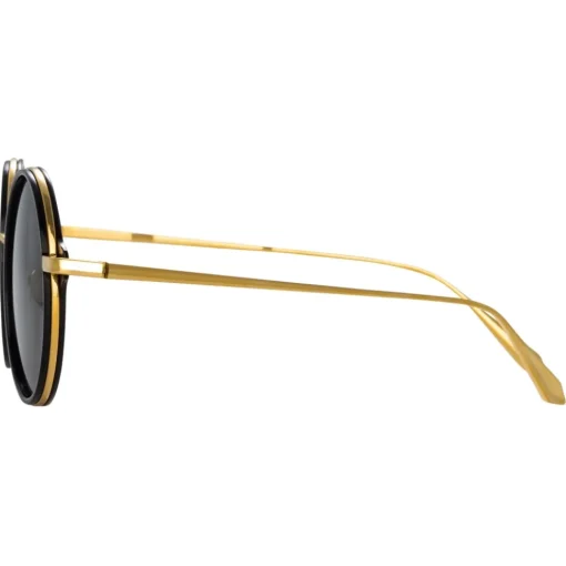Linda Farrow - Bara Round Sunglasses in Black - LFL1247C4SUN - Eyewear - Avvenice^ Sunglasses