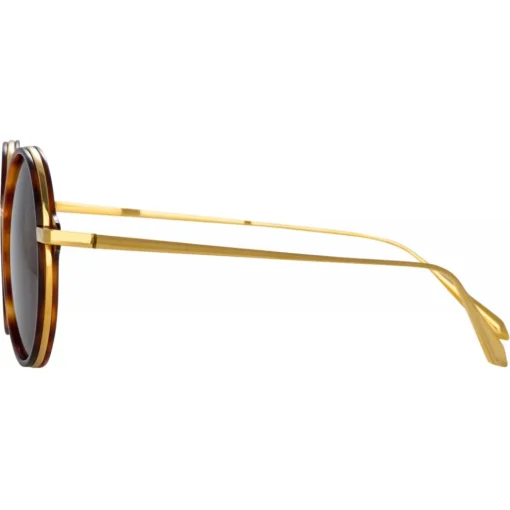 Linda Farrow - Bara Round Sunglasses in Tortoiseshell - LFL1247C5SUN - Eyewear - Avvenice