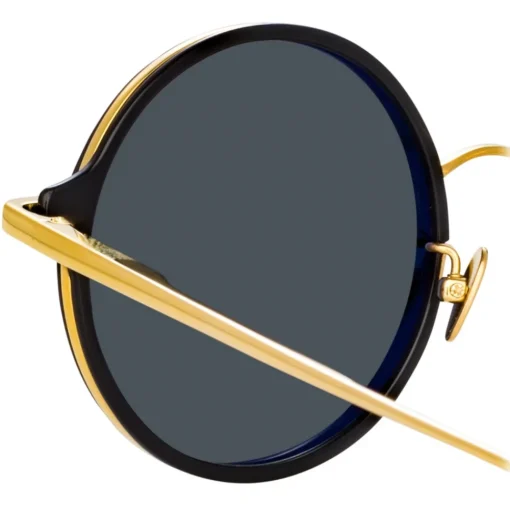 Linda Farrow - Bara Round Sunglasses in Black - LFL1247C4SUN - Eyewear - Avvenice^ Sunglasses
