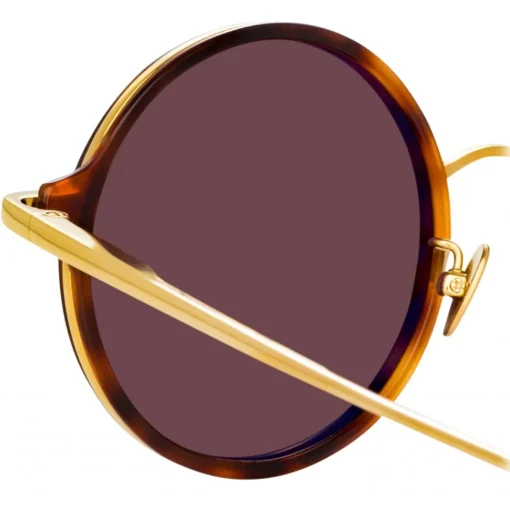 Linda Farrow - Bara Round Sunglasses in Tortoiseshell - LFL1247C5SUN - Eyewear - Avvenice