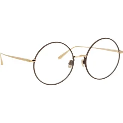 Linda Farrow - Bea Round Optical Glasses in Light Gold - LFL1333C2OPT - Eyewear - Avvenice^ Sunglasses