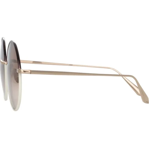 Linda Farrow - Bea Round Sunglasses in Light Gold Brown - LFL1333C8SUN - Eyewear - Avvenice^ Sunglasses