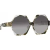 Linda Farrow - Bora Hexagon Sunglasses in Black Grey Tortoiseshell - LFL1260C6SUN - Eyewear - Avvenice^ Sunglasses