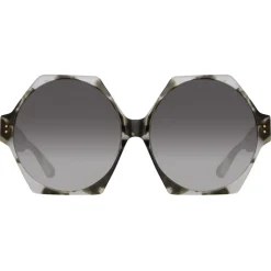 Linda Farrow - Bora Hexagon Sunglasses in Black Grey Tortoiseshell - LFL1260C6SUN - Eyewear - Avvenice^ Sunglasses