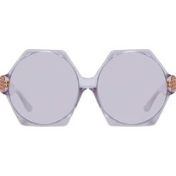 Linda Farrow - Bora Hexagon Sunglasses in Lilac - LFL1260C5SUN - Eyewear - Avvenice