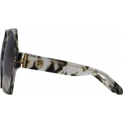 Linda Farrow - Bora Hexagon Sunglasses in Black Grey Tortoiseshell - LFL1260C6SUN - Eyewear - Avvenice^ Sunglasses
