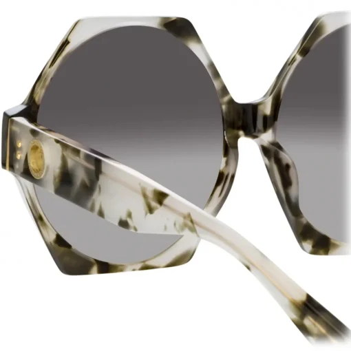 Linda Farrow - Bora Hexagon Sunglasses in Black Grey Tortoiseshell - LFL1260C6SUN - Eyewear - Avvenice^ Sunglasses