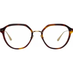 Linda Farrow - Cacao Angular Optical Glasses in Tortoiseshell - LFL1273C2OPT - Eyewear - Avvenice