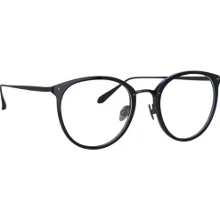 Linda Farrow - Calthorpe Oval Optical Frames in Black and Nickel - LFL251C82OPT - Eyewear - Avvenice^ Sunglasses