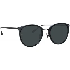 Linda Farrow - Calthorpe Oval Sunglasses in Black Matt Nickel - LFL251C79SUN - Eyewear - Avvenice^ Sunglasses