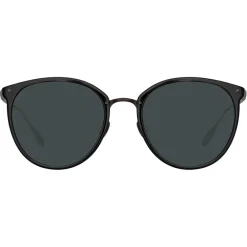 Linda Farrow - Calthorpe Oval Sunglasses in Black Matt Nickel - LFL251C79SUN - Eyewear - Avvenice^ Sunglasses