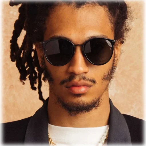 Linda Farrow - Calthorpe Oval Sunglasses in Black Matt Nickel (Men’s) - LFL251C79SUN - Eyewear - Avvenice^ Sunglasses