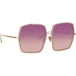 Linda Farrow - Camaro Oversized Sunglasses in Rose Gold Wine - LFL1349C3SUN - Eyewear - Avvenice