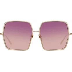 Linda Farrow - Camaro Oversized Sunglasses in Rose Gold Wine - LFL1349C3SUN - Eyewear - Avvenice