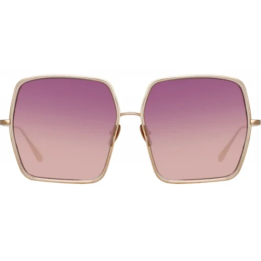 Linda Farrow - Camaro Oversized Sunglasses in Rose Gold Wine - LFL1349C3SUN - Eyewear - Avvenice