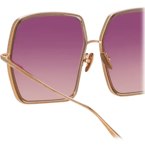 Linda Farrow - Camaro Oversized Sunglasses in Rose Gold Wine - LFL1349C3SUN - Eyewear - Avvenice
