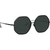 Linda Farrow - Camila Hexagon Sunglasses in Nickel - LFL1208C5SUN - Eyewear - Avvenice^ Sunglasses