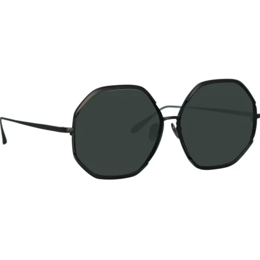 Linda Farrow - Camila Hexagon Sunglasses in Nickel - LFL1208C5SUN - Eyewear - Avvenice^ Sunglasses
