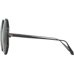 Linda Farrow - Camila Hexagon Sunglasses in Nickel - LFL1208C5SUN - Eyewear - Avvenice^ Sunglasses
