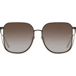 Linda Farrow - Camry Oversized Sunglasses in Nickel - LFL1347C2SUN - Eyewear - Avvenice