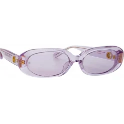 Linda Farrow - Cara Oval Sunglasses in Lilac - LFL1252C5SUN - Eyewear - Avvenice
