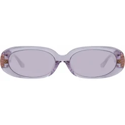 Linda Farrow - Cara Oval Sunglasses in Lilac - LFL1252C5SUN - Eyewear - Avvenice