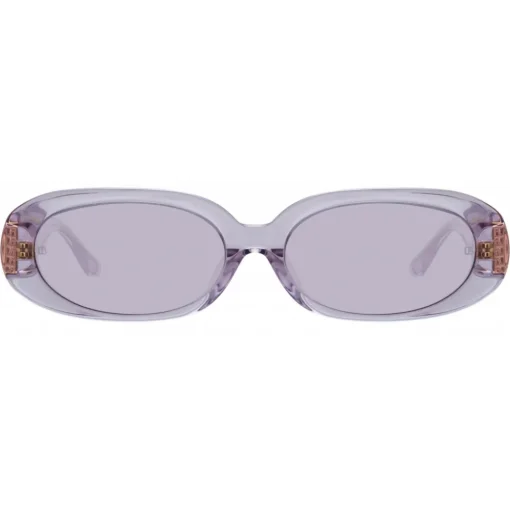 Linda Farrow - Cara Oval Sunglasses in Lilac - LFL1252C5SUN - Eyewear - Avvenice