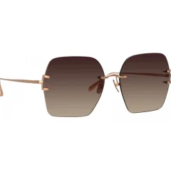 Linda Farrow - Carina Oversized Sunglasses in Rose Gold Mocha - LFL1395C3SUN - Eyewear - Avvenice^ Sunglasses