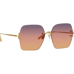 Linda Farrow - Carina Oversized Sunglasses in Yellow Gold - LFL1395C1SUN - Eyewear - Avvenice