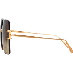Linda Farrow - Carina Oversized Sunglasses in Rose Gold Mocha - LFL1395C3SUN - Eyewear - Avvenice^ Sunglasses